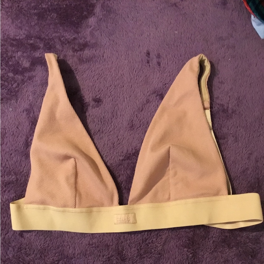 NWT Skims 2.0 Fit Triangle Cotton Ribbed Plunge Bra